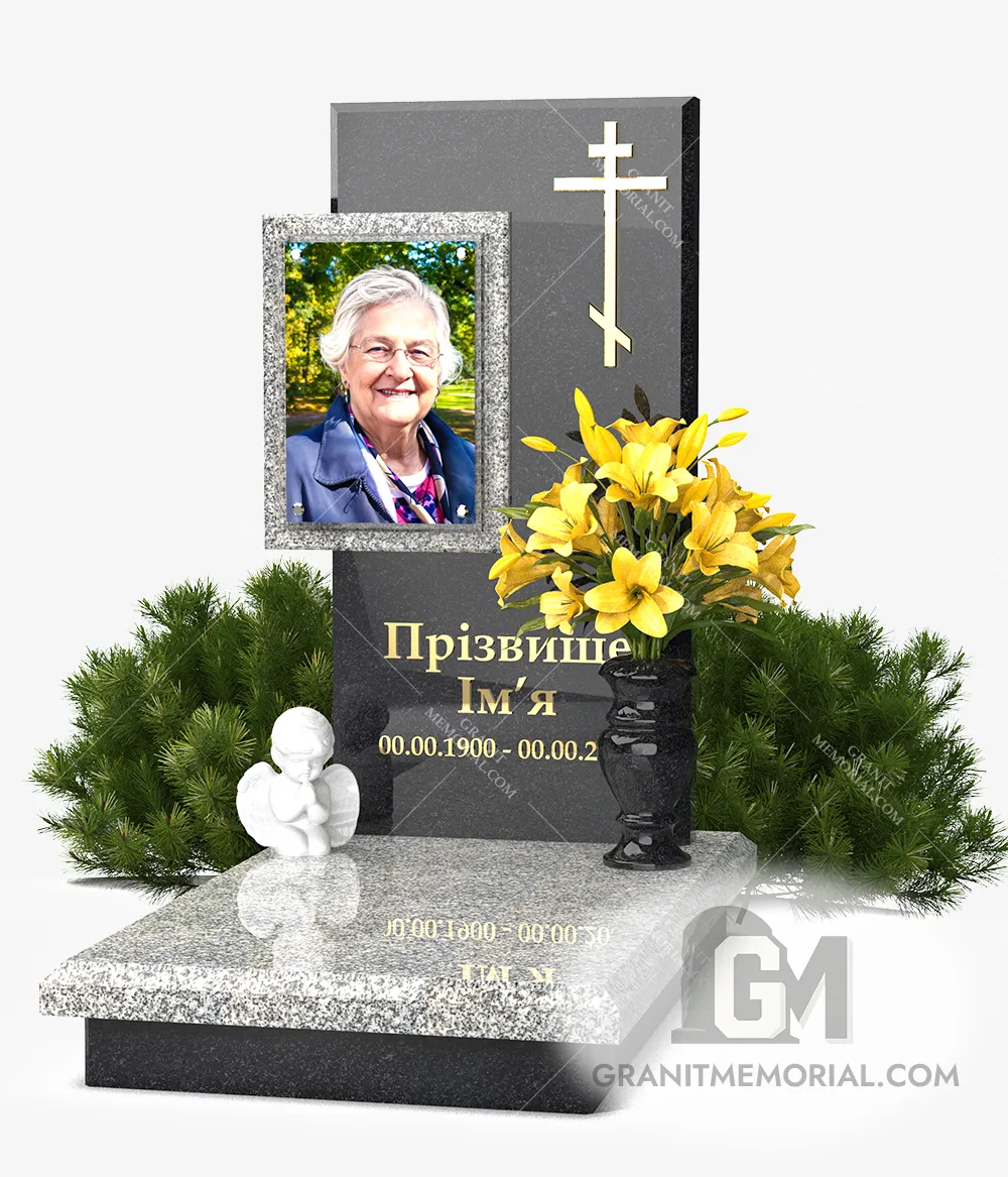 одиночный памятник с фотостеклом