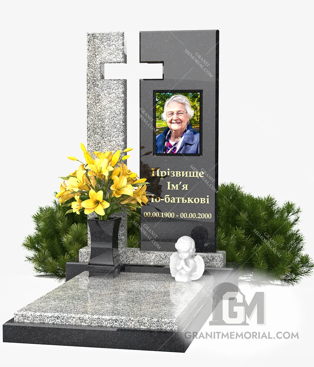 вертикальный памятник с фотостеклом