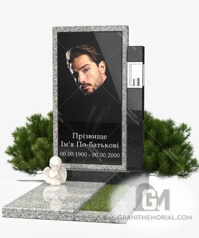 гранитный памятник с фотостеклом