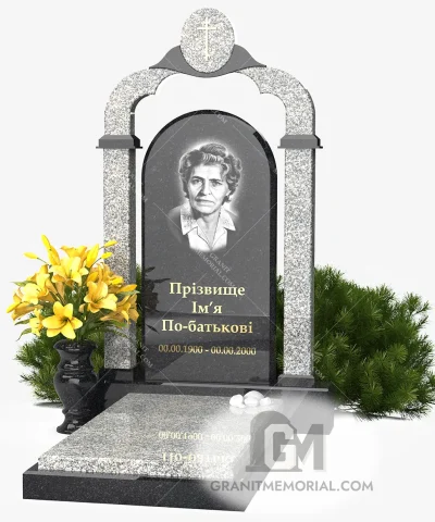 Элитный памятник с аркой и колоннами