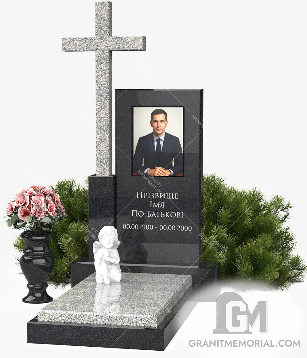 pamjatnik-s-fotosteklom-013 памятник с фотостеклом и крестом