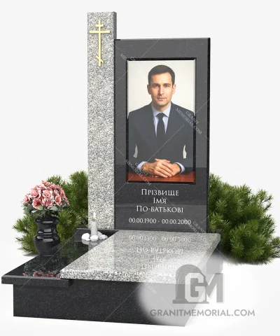 траурный памятник с фотостеклом