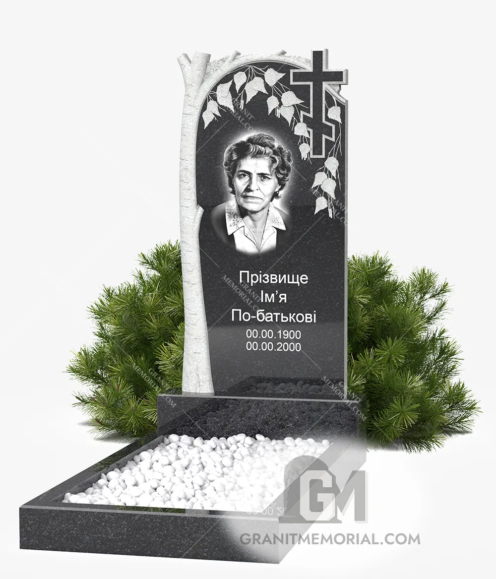 klassicheskij-pamjatnik-1-1D-005 Памятник с березовым декором