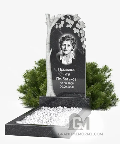 Памятник гранитный с березой