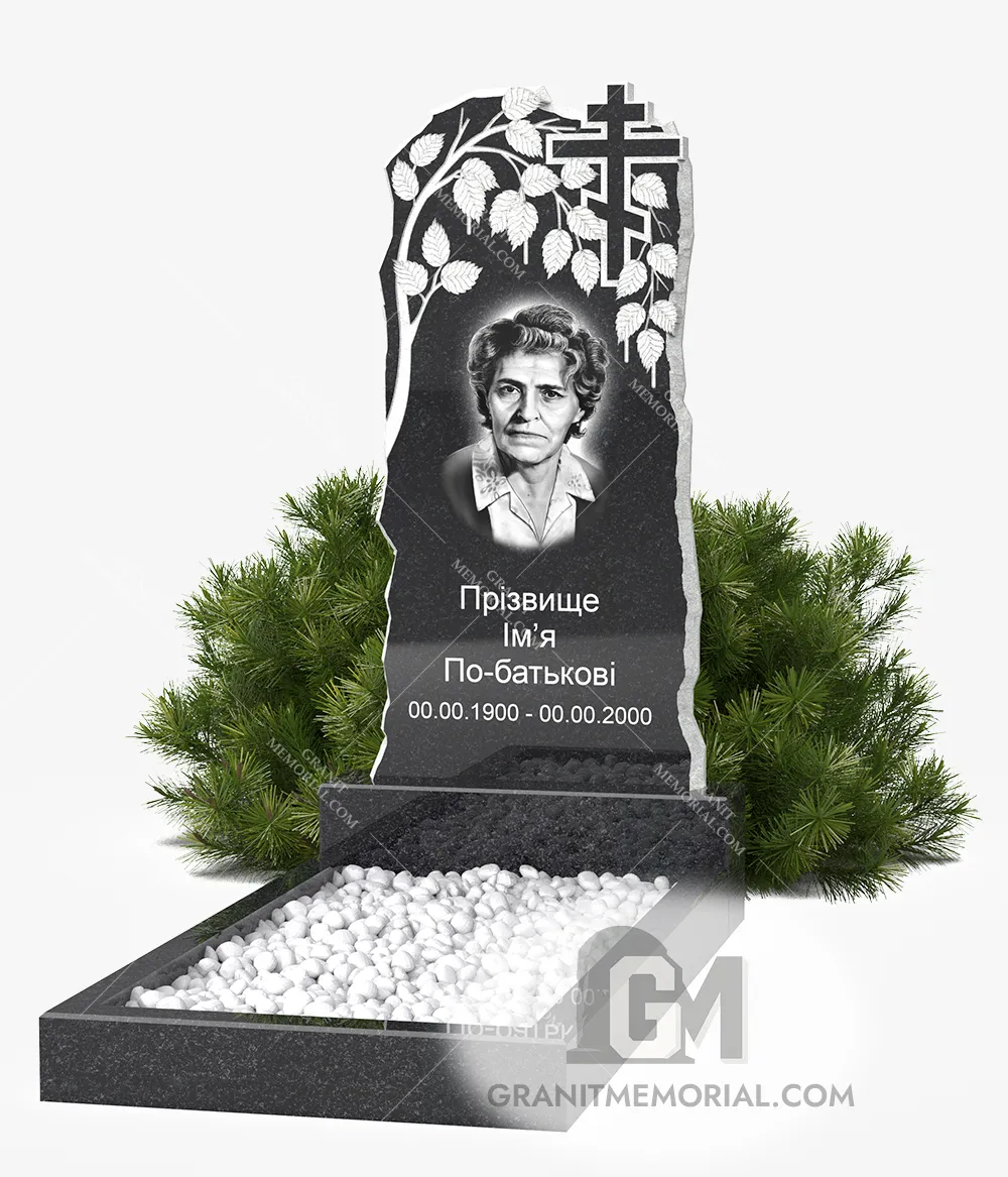 klassicheskij-pamjatnik-1-1V-002 Гранитный памятник с резным деревом