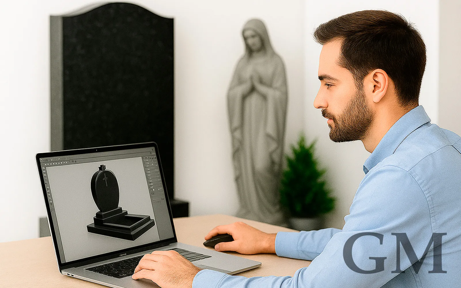 Индивидуальное создание дизайна 1 3D проект памятника GranitMemorial