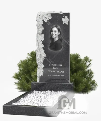 Гранитный памятник с виноградной лозой