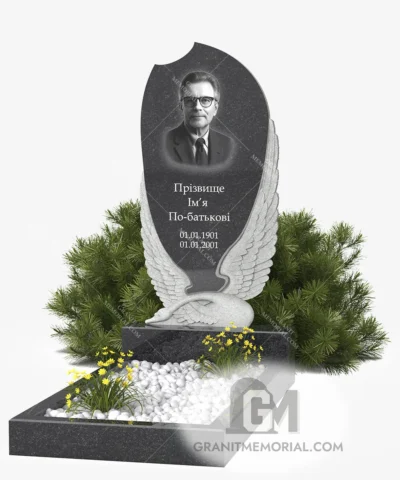 Гранитный памятник с фигурой лебедя