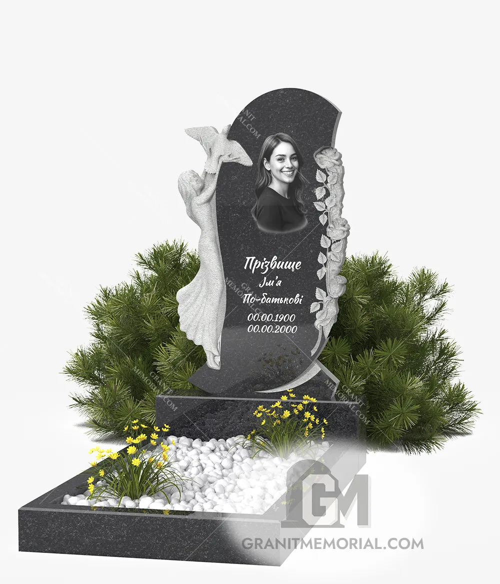 klassicheskij-pamjatnik-1-1-PT040 Памятник с объемным резным ангелом