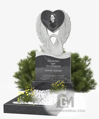 Гранитная композиция с лебедем