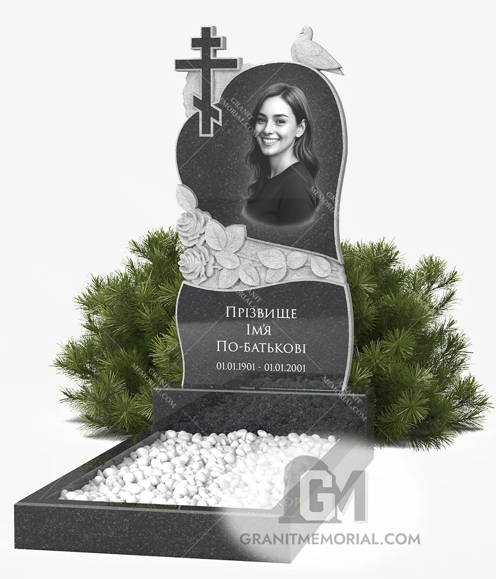 klassicheskij-pamjatnik-1-1-S003 Памятник с православным крестом и розами