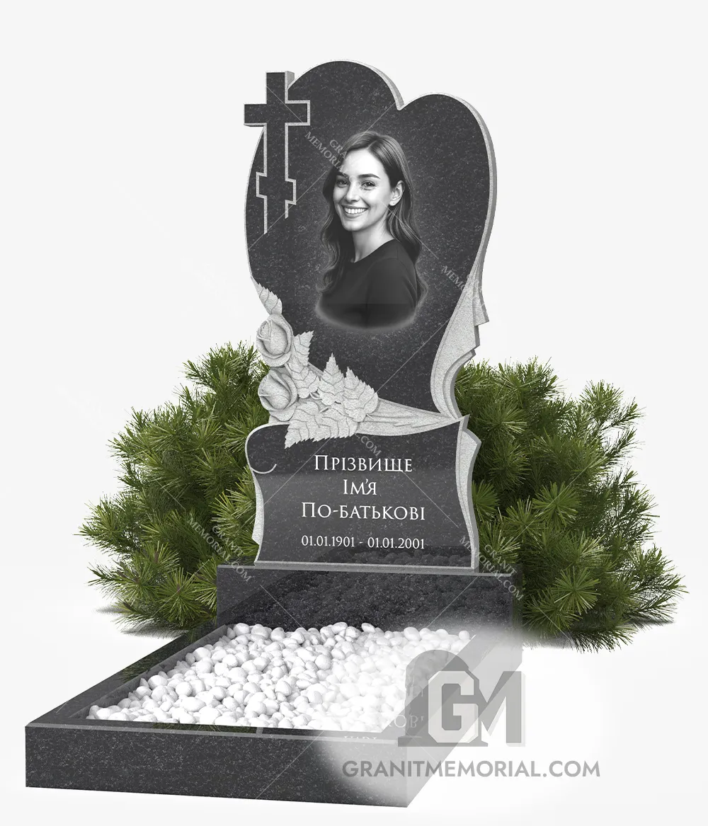 klassicheskij-pamjatnik-1-1-S006 Памятник из гранита с сердцем и крестом