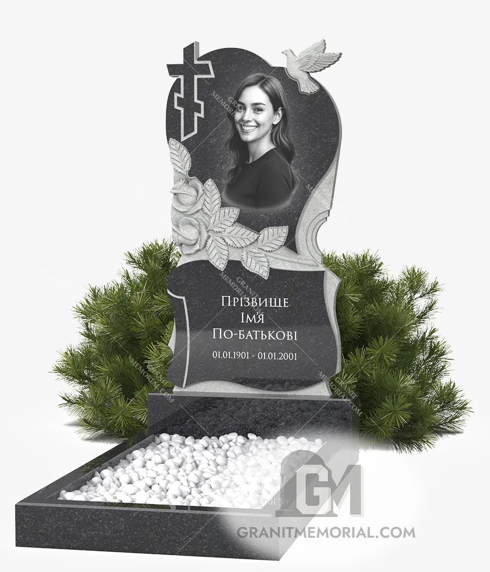 klassicheskij-pamjatnik-1-1-S030 Фигурный памятник с голубем и розами