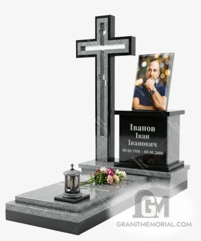 Памятник с современным крестом